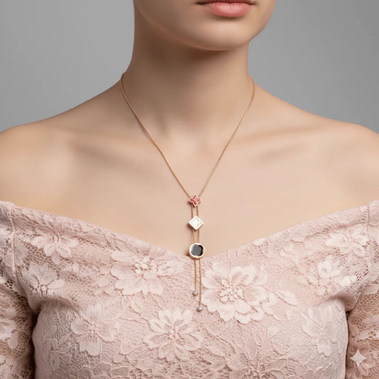 Tricolor Four Leaf Clover Necklace - Moonflower