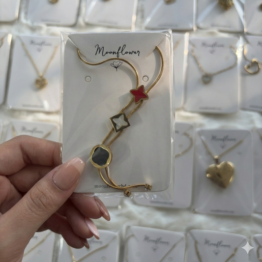 Tricolor Four Leaf Clover Necklace