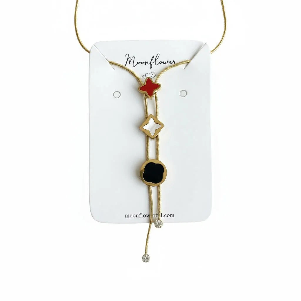 Tricolor Four Leaf Clover Necklace - Moonflower