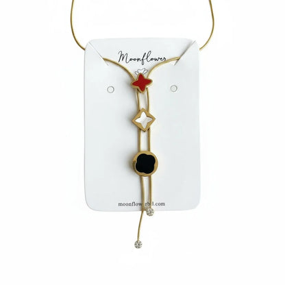 Tricolor Four Leaf Clover Necklace - Moonflower