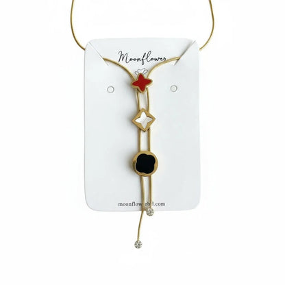 Tricolor Four Leaf Clover Necklace - Moonflower