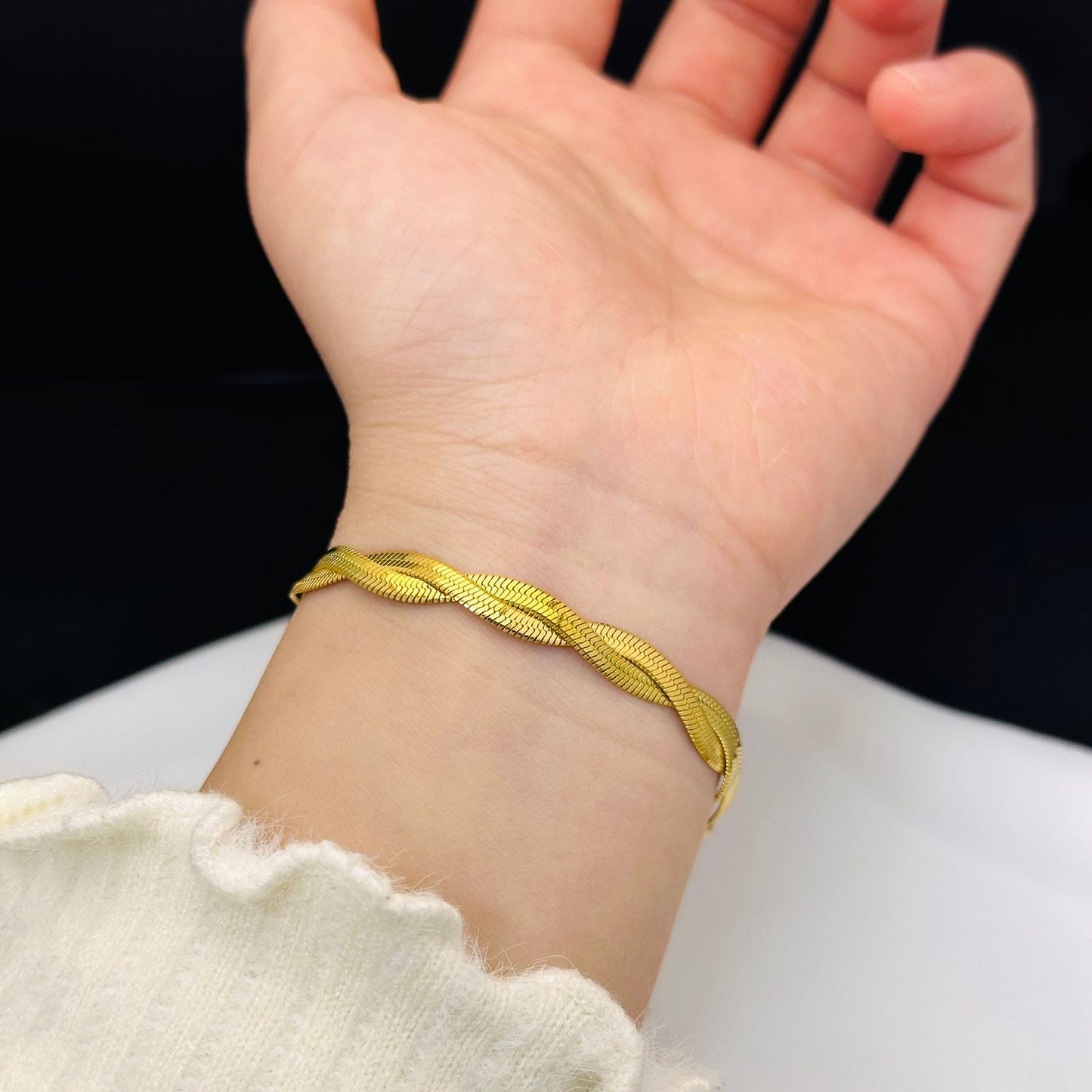 Twisted Herringbone Bracelet - Moonflower